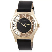 Marc Jacobs Henry Skeleton Black Dial Black Leather Strap Watch for Women - MBM1246