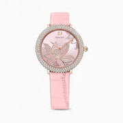 Swarovski Crystal Quartz Pink Dial Pink Leather Strap Watch for Women - 5575217