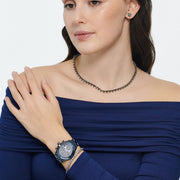 Swarovski Octea Lux Sport Chronograph Blue Dial Blue Steel Strap Watch for Women - 5610475