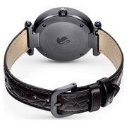 Swarovski Crystalline Wonder Black Dial Black Leather Strap Watch for Women - 5664311