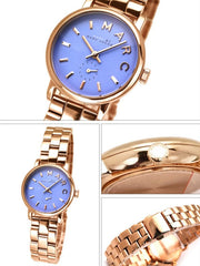 Marc Jacobs Mini Baker Blue Dial Rose Gold Steel Strap Watch for Women - MBM3285