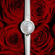 Tissot T Trend Flamingo Valentines Mother of Pearl White Dial White Leather Strap Watch For Women - T094.210.16.111.01