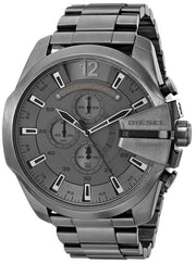 Diesel Mega Chief Chronograph Grey Dial Grey Steel Strap Watch for Men - DZ4282