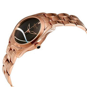 Tissot T Wave Black Dial Rose Gold Steel Strap Watch For Women - T112.210.33.051.00