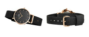 Daniel Wellington Classic Petite Cornwall Black Dial Black NATO Strap Watch For Women - DW00100215