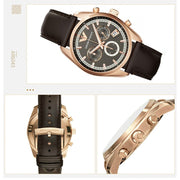 Emporio Armani Chronograph Gray Dial Brown Leather Strap Watch For Men - AR6043