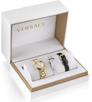 Versace Mini Virtus Quartz White Dial Gold Steel Strap Watch For Men - VET300221