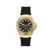 Guess Venus Diamonds Black Dial Black Rubber Strap Watch for Women - GW0118L1