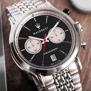 Maserati Legend Chronograph Black Dial Stainless Steel Watch For Men - R8873638001