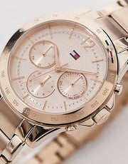 Tommy Hilfiger Haven Chronograph Rose Gold Dial Rose Gold Steel Strap Watch For Women - 1782197
