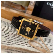 Coach Black Square Dial Black Leather Strap Watch for Women - 14503695