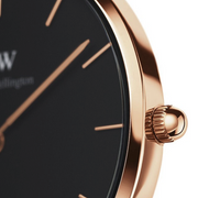Daniel Wellington Classic Petite York Black Dial Brown Leather Strap Watch For Women - DW00100226