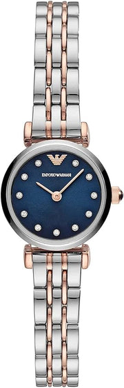 Emporio Armani Gianni T Bar Quartz Blue Dial Two Tone Steel Strap Watch For Women - AR11222