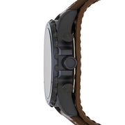 Fossil Nate Chronograph Brown Dial Brown Leather Strap Watch for Men - JR1511