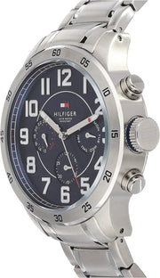 Tommy Hilfiger Trent Chronograph Blue Dial Silver Steel Strap Watch for Men - 1791053