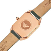 Emporio Armani Gioia Analog Black Mother of Pearl Dial Green Leather Strap Watch For Women - AR11149