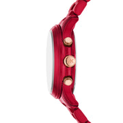 Michael Kors Runway Analog Chronograph Red Dial Red Steel Strap Watch for Women - MK7436