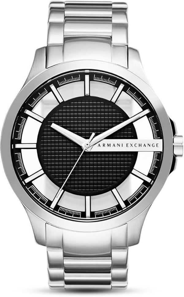 Armani Exchange Hampton Chronograph Black Dial Silver Steel Strap Watch For Men - AX2179