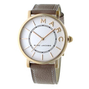 Marc Jacobs Roxy White Dial Cement Brown Leather Strap Watch for Women - MJ1533