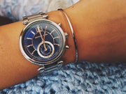 Michael Kors Sawyer Navy Blue Dial Silver Steel Strap Watch for Women - MK6224