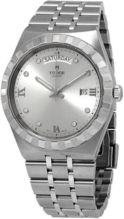 Tudor Royal Day Date Diamonds Automatic Silver Dial Silver Steel Strap Watch for Men - M28600-0002