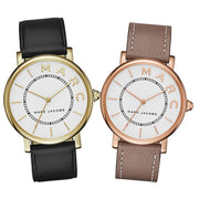 Marc Jacobs Roxy White Dial Black Leather Strap Watch for Women - MJ1532