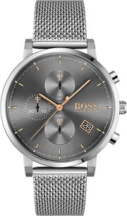 Hugo Boss Integrity Chronorgaph Grey Dial Silver Mesh Bracelet Watch for Men - 1513807