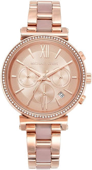 Michael Kors Sofie Chronograph Rose Gold Dial Rose Gold Steel Strap Watch For Women - MK6560