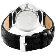 Daniel Wellington Dapper Reading Quartz White Dial Black Leather Strap Watch For Women - DW00100117