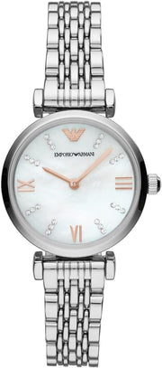 Emporio Armani Donna Mother of Pearl Dial Silver Steel Strap Watch For Women - AR11204