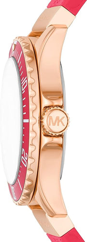 Michael Kors Everest Analog Rose Gold Dial Pink Silicone Strap Watch For Women - MK7359
