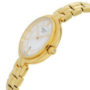 Tissot Flamingo Mother of Pearl White Dial Gold Steel Strap Watch For Women - T094.210.33.111.00
