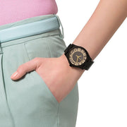 Marc Jacobs Henry Transparent Black Dial Black Steel Strap Watch for Women - MBM3255