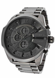 Diesel Mega Chief Chronograph Grey Dial Grey Steel Strap Watch for Men - DZ4282