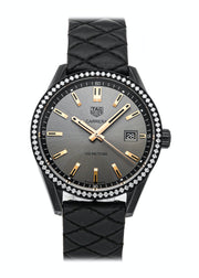 Tag Heuer Carrera Diamonds Anthracite Black Dial Black Leather Strap Watch for Women - WAR1115.FC6392