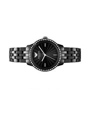 Emporio Armani Crystal Ceramica Black Dial Black Steel Strap Watch For Women - AR1478