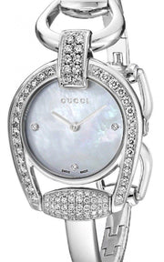 Gucci Horsebit Collection Diamonds Mother of Pearl Dial Silver Steel Strap Watch For Women - YA139505