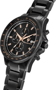Maserati SFIDA Chronograph Black Dial Black Steel Strap Watch For Men - R8873640011