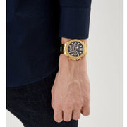 Guess Edge Chronograph Black Dial Gold Steel Strap Watch For Men - GW0539G2