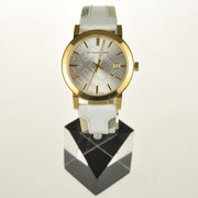 Burberry The City White Dial White Leather Strap Watch for Women - BU9015