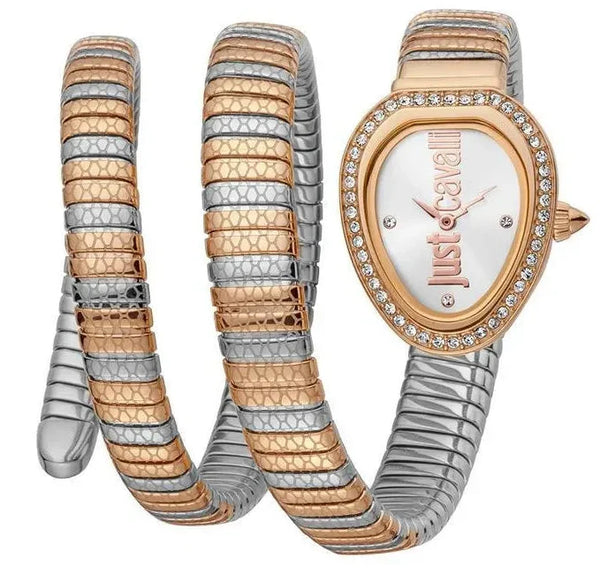 Just Cavalli Doppio Silver Dial Two Tone Steel Strap Watch for Women - JC1L163M0085