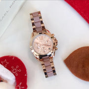 Michael Kors Bradshaw Rose Gold Dial Two Tone Steel Strap Watch for Women - MK6066