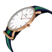 Daniel Wellington Classic Warwick White Dial Two Tone Nylon Strap Watch for Men - DW00100005