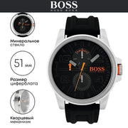 Hugo Boss Detroit Sport Quartz Black Dial Black Rubber Strap Watch for Men - 1550006