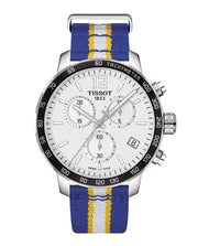 Tissot Quickster Chronograph NBA Golden State Warriors White Dial Two Tone NATO Strap Watch for Men - T095.417.17.037.15