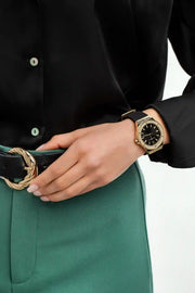Michael Kors Mini Lennox Quartz Black Dial Black Silicone Strap Watch For Women - MK7281