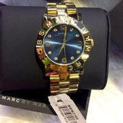 Marc Jacobs Amy Blue Dial Gold Steel Strap Watch for Women - MBM3166
