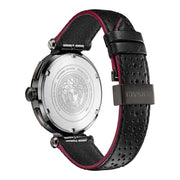 Versace V-Racer Aion Chronograph Black Dial Black Leather Strap Watch for Men - VBR030017