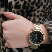 Marc Jacobs Baker Dexter Black Dial Gold Steel Strap Watch for Women - MBM3421