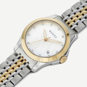 Gucci G Timeless Diamonds Mother of Pearl Dial Two Tone Steel Strap Watch For Women - YA126413